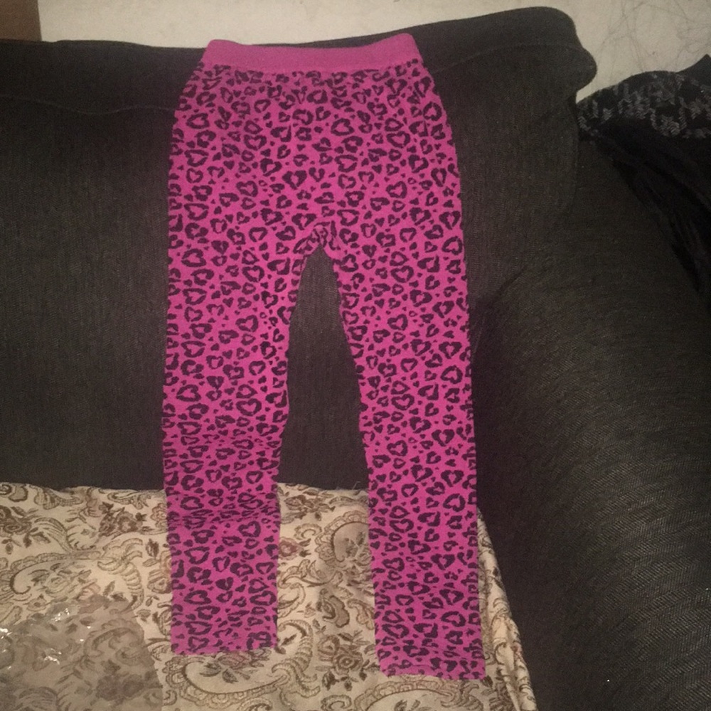 Pink and blue cheetah and geometric print pants